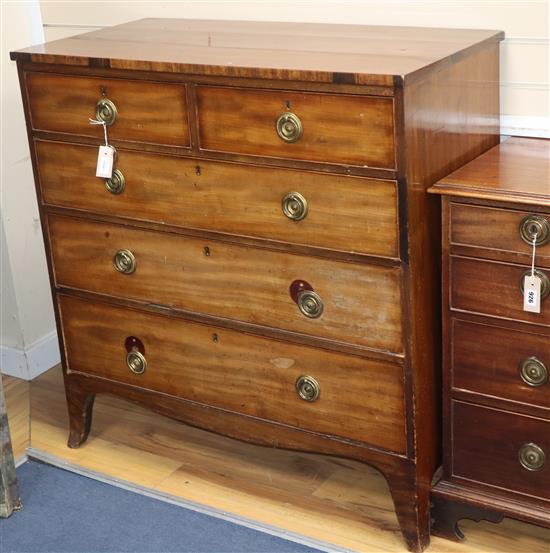 A Regency mahogany chest fitted two drawers and three graduated long drawers W.102cm